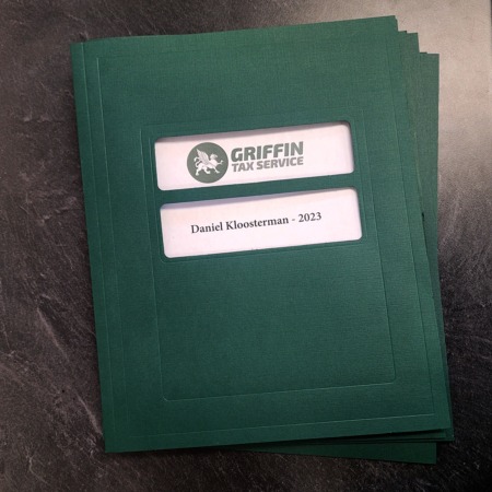 Double Window Folder, One Pocket, Green. Tax Software Compatible with UltraTax, ATX, Tax Slayer and TaxACT Software. Direct from the Manufacturer - FoldersandEnvelopes.com